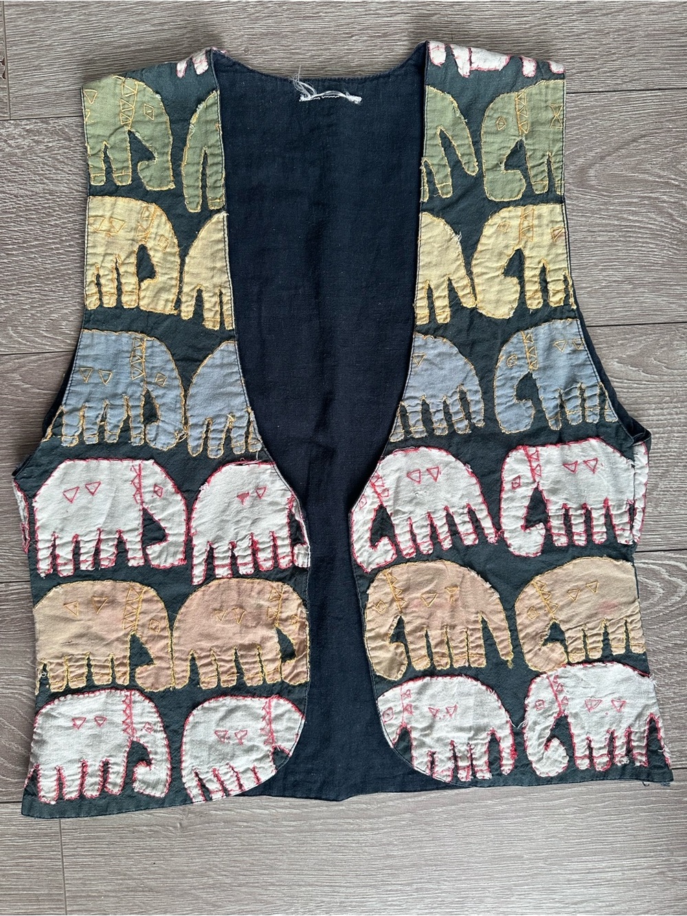 Handcrafted Vest with Multicolor Elephant Appliqué